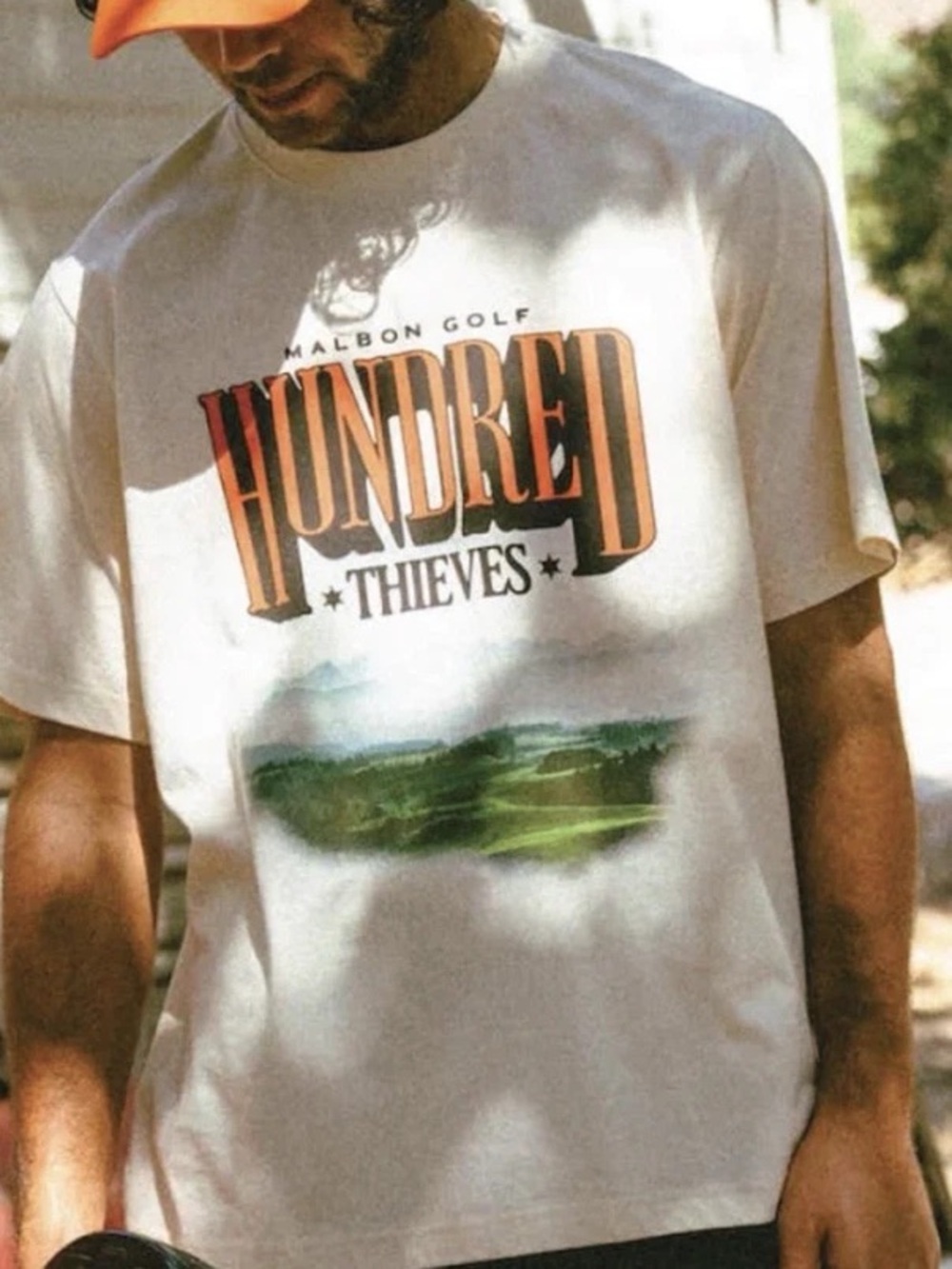 Malbon x 100 Thieves Horizon Tee Cream Cotton Medium
